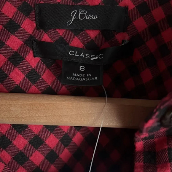 NEW J. Crew Classic button down red and black gingham - Picture 6 of 10